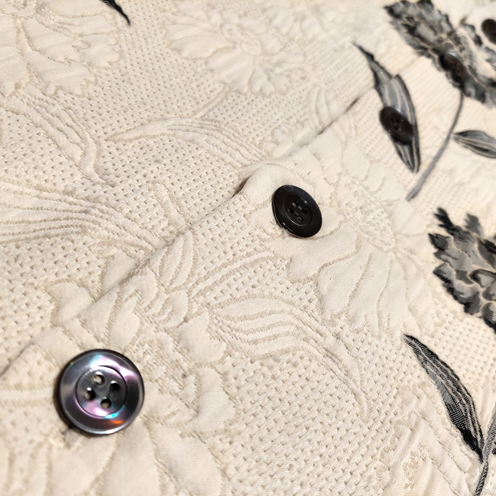 eskandar Floral Quilted Button Jacket Size OS Cream Refined Statement Designer - Picture 4 of 16